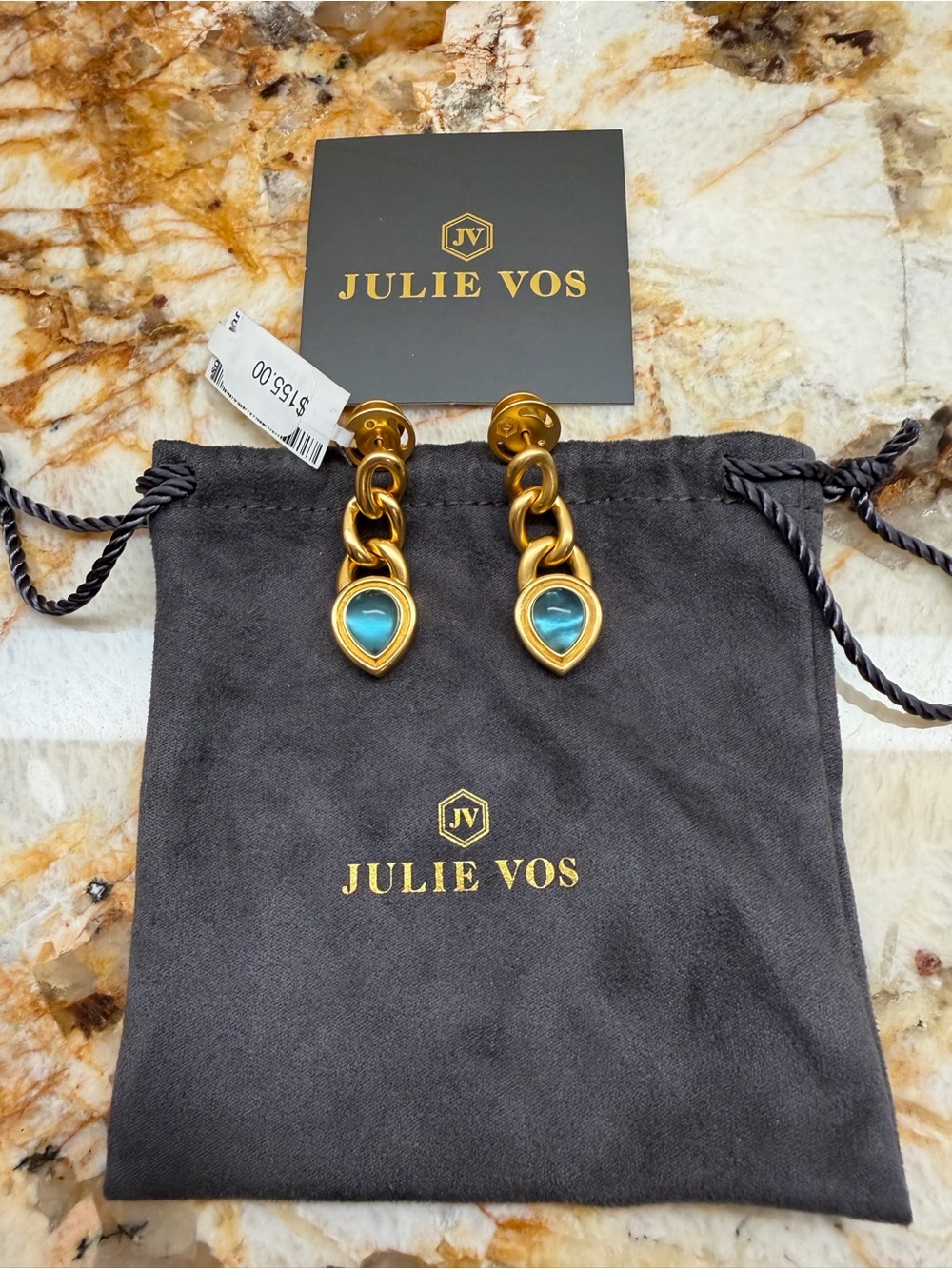 NWT Julie Vos Dolce Earrings in Iridescent Montana Blue
